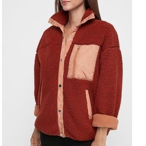 NWT Express Oversized Cozy Teddy Jacket Rust